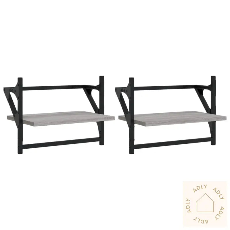 Vegghyller Med Stenger 2 Stk Grå Sonoma 40X25X30 Cm