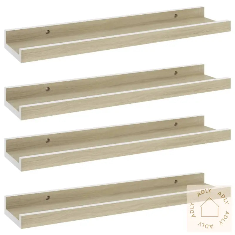 Vegghyller 4 Stk Hvit Og Sonoma Eik 40X9X3 Cm