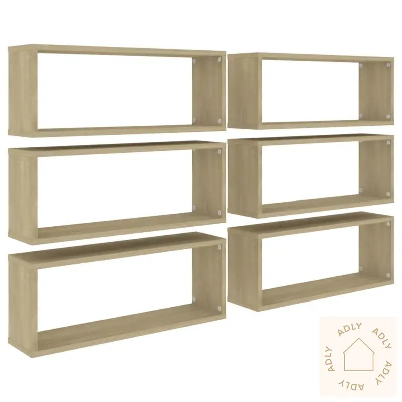 Vegghyller Kubeformet 6Stk Sonoma Eik 60X15X23Cm Konstruert Tre