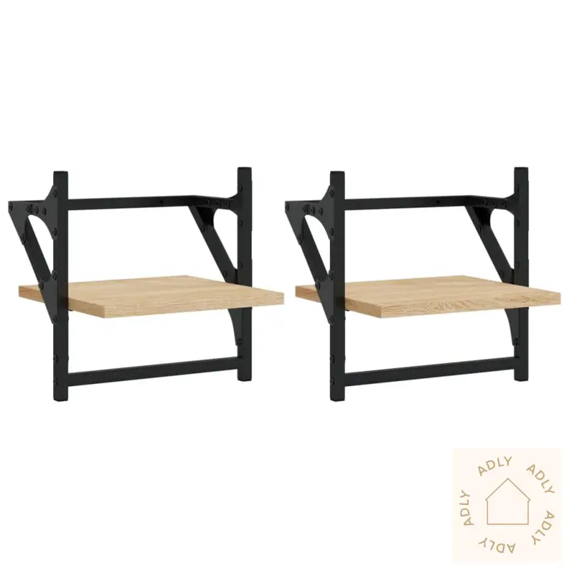 Vegghyller Med Stenger 2 Stk Sonoma Eik 30X25X30 Cm