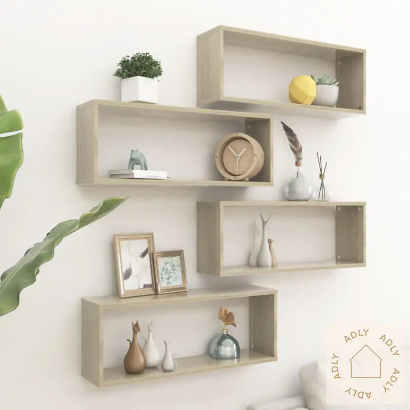 Vegghyller Kubeformet 4 Stk Sonoma Eik 60X15X23 Cm Sponplate