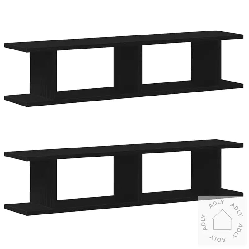 Vegghyller 2 Stk Svart Eik 90X18X20 Cm Konstruert Tre