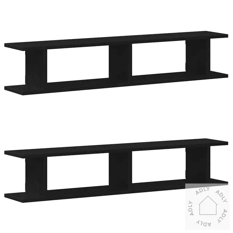 Vegghyller 2 Stk Svart Eik 105X18X20 Cm Konstruert Tre