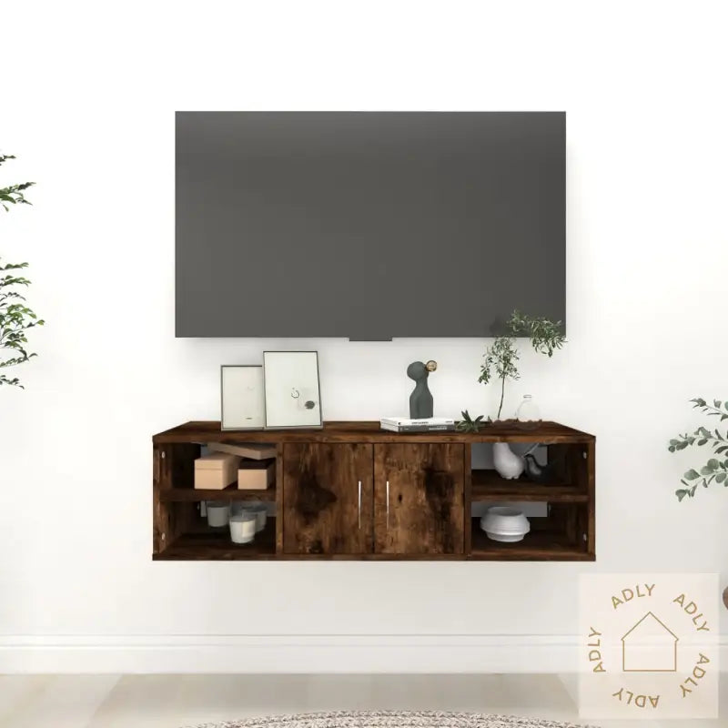 Vegghylle Røkt Eik 102X30X29 Cm Konstruert Tre