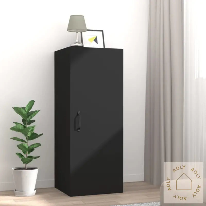 Veggskap Svart 34,5X34X90 Cm Konstruert Tre