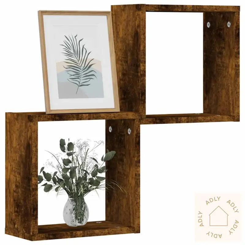 Vegghyller Kubeformet 2 Stk Røkt Eik 30X15X30 Cm