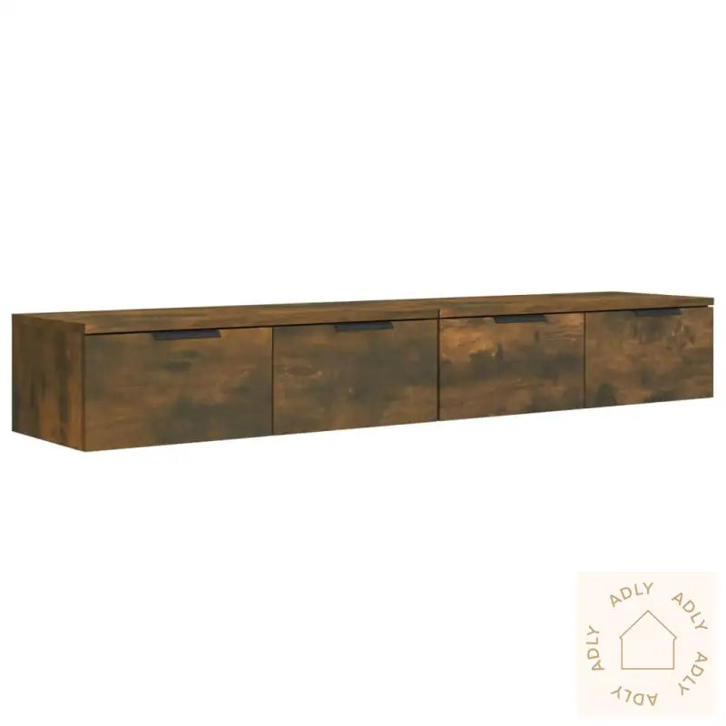 Veggskap 2 Stk Røkt Eik 68X30X20 Cm Konstruert Tre