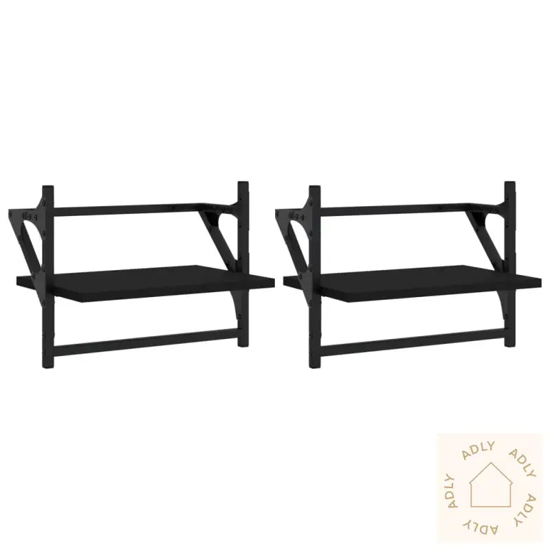 Vegghyller Med Stenger 2 Stk Svart 40X25X30 Cm