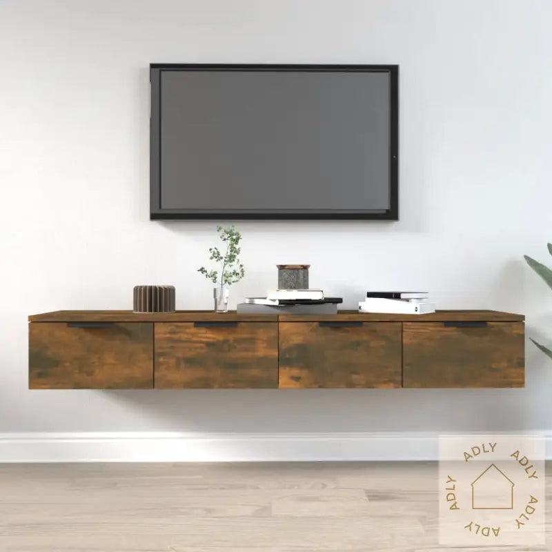Veggskap 2 Stk Røkt Eik 68X30X20 Cm Konstruert Tre