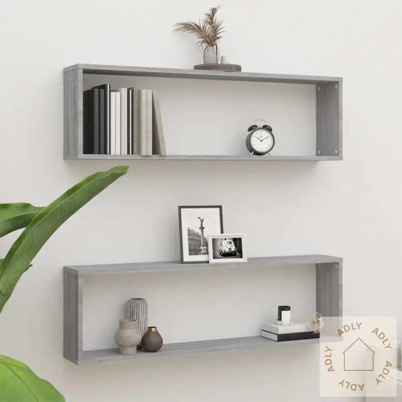 Vegghyller Kube 2 Stk Grå Sonoma 100X15X30 Cm Konstruert Tre