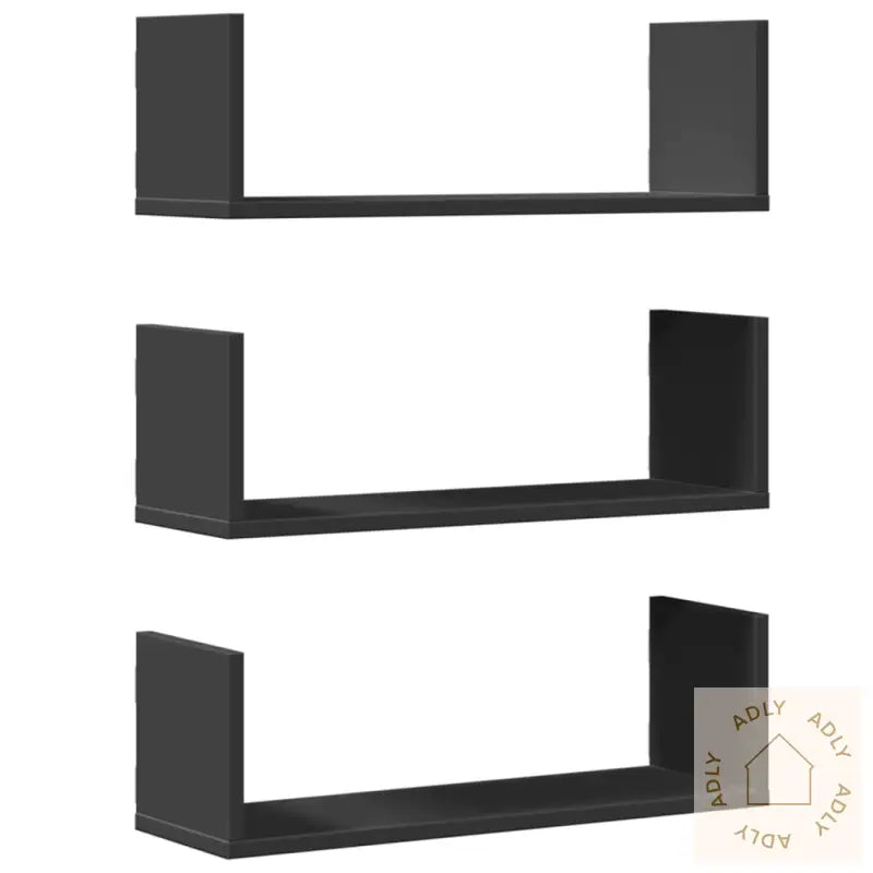 Vegghyller 3 Stk Svart 58X18X18 Cm Konstruert Tre