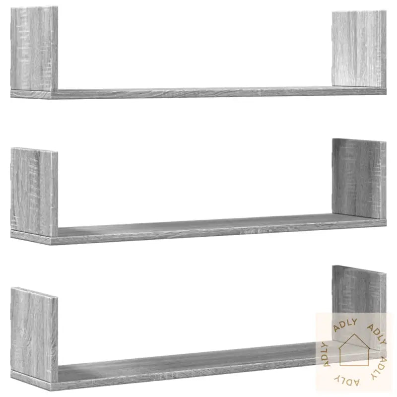 Vegghyller 3 Stk Grå Sonoma 80X18X18 Cm Konstruert Tre