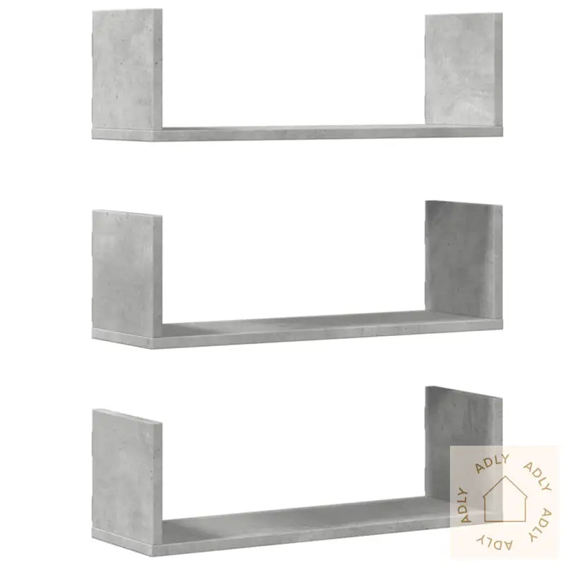 Vegghyller 3 Stk Betonggrå 58X18X18 Cm Sponplate
