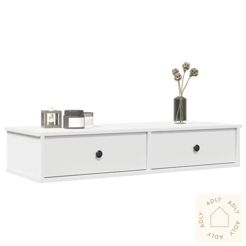 Vegghylle Med Skuffer Hvit 100X37,5X19 Cm Konstruert Tre