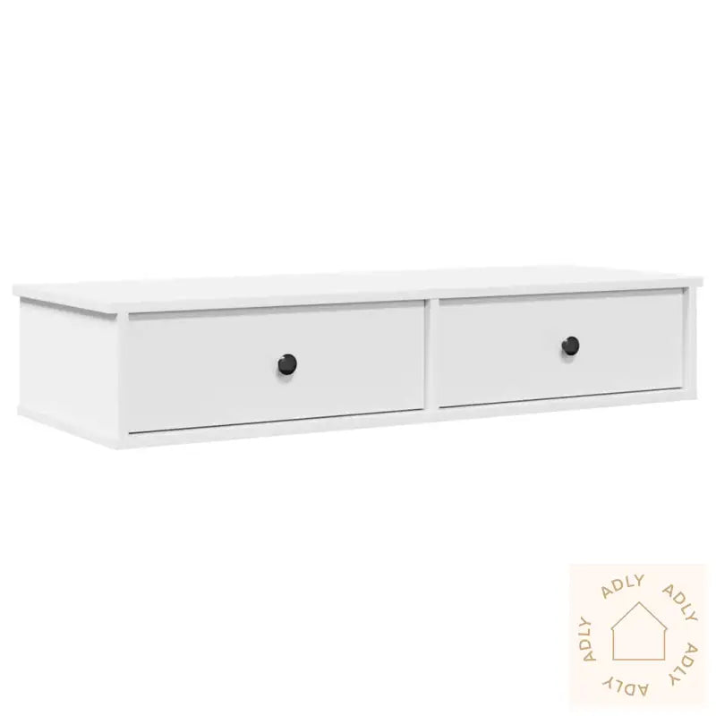 Vegghylle Med Skuffer Hvit 100X37,5X19 Cm Konstruert Tre