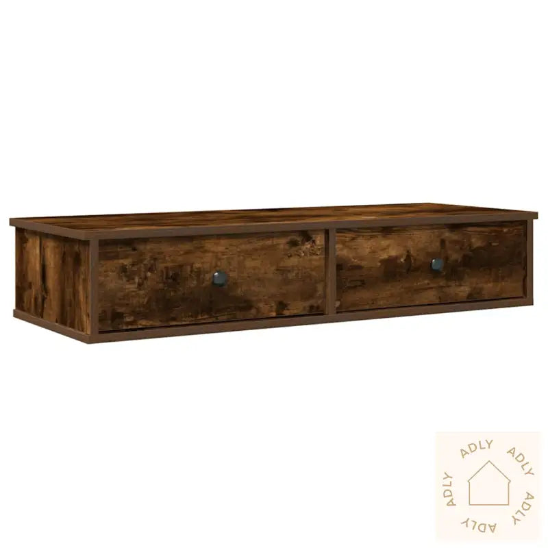 Vegghylle Med Skuffer Røkt Eik 100X37,5X19 Cm Konstruert Tre
