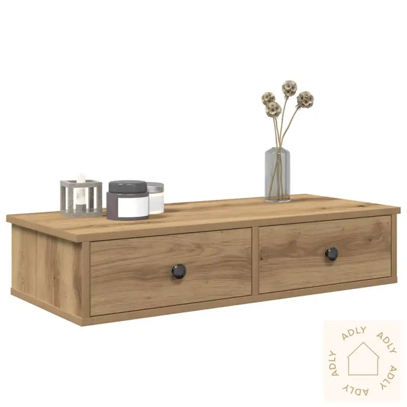 Vegghylle Med Skuffer Artisian Eik 80X31X17 Cm Konstruert Tre
