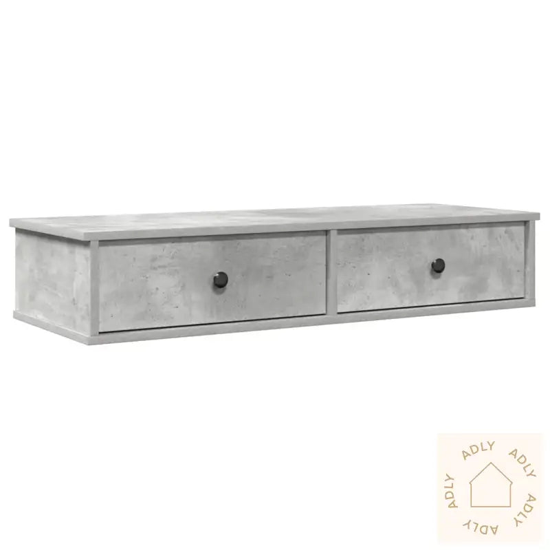Vegghylle Med Skuffer Betonggrå 100X37,5X19 Cm Konstruert Tre