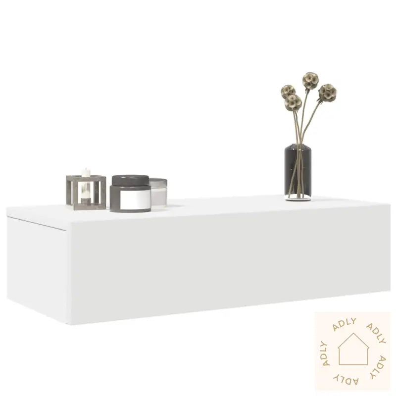 Vegghylle Med Skuffer Hvit 60X26,5X15 Cm Konstruert Tre