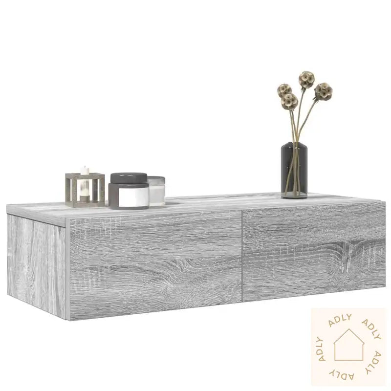 Vegghylle Med Skuffer Grå Sonoma 60X26,5X15 Cm Konstruert Tre