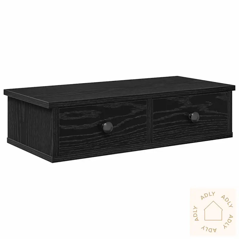 Vegghylle Med Skuffer Svart 60X25X15 Cm Konstruert Tre