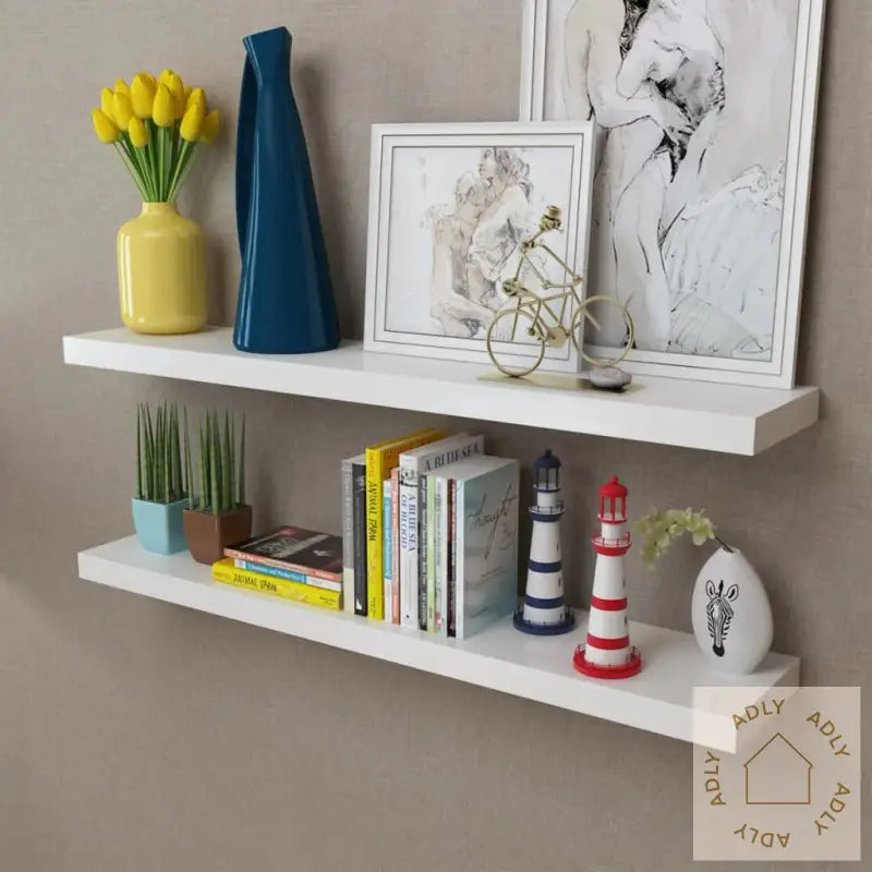 Flytende Vegghyller 2 Stk Mdf Bok/Dvd-Oppbevaring Hvit