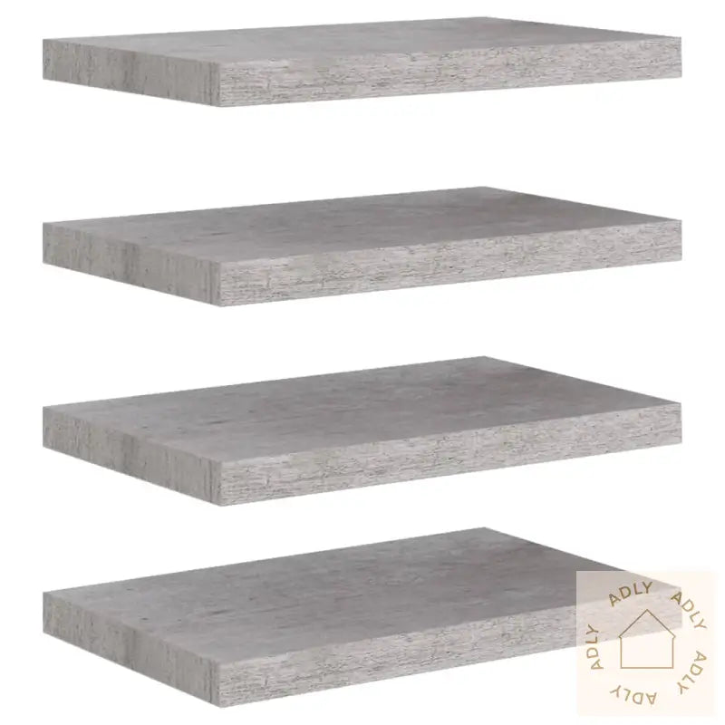 Flytende Vegghyller 4 Stk Betonggrå 50X23X3,8 Cm Mdf