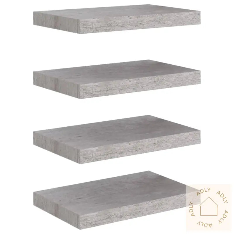 Flytende Vegghyller 4 Stk Betonggrå 40X23X3,8 Cm Mdf