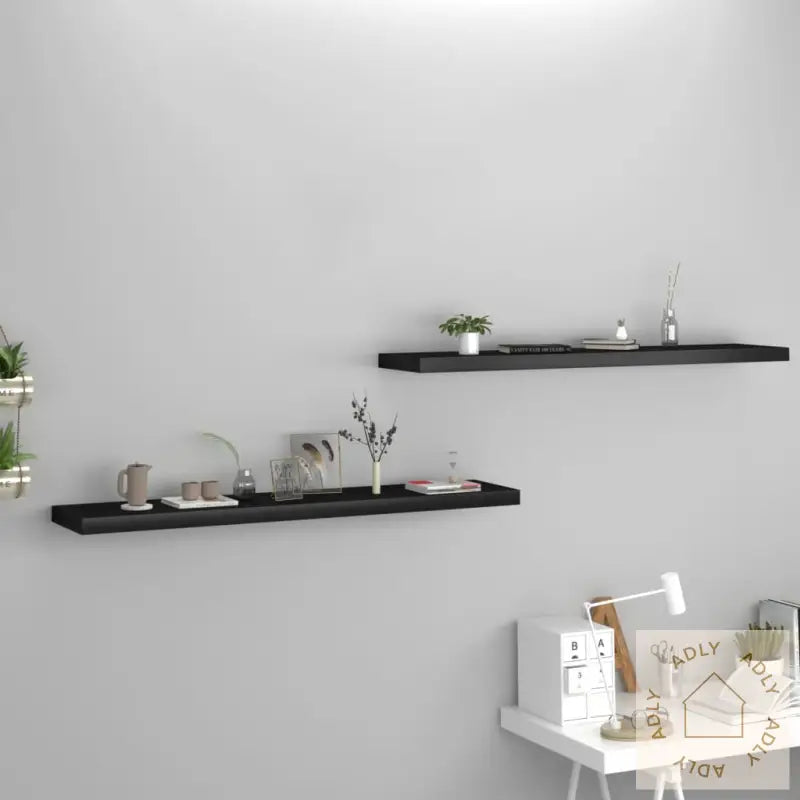 Flytende Vegghyller 2 Stk Svart 120X23,5X3,8 Cm Mdf