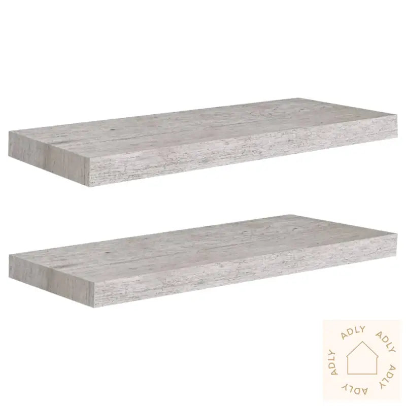 Flytende Vegghyller 2 Stk Betonggrå 60X23,5X3,8 Cm Mdf