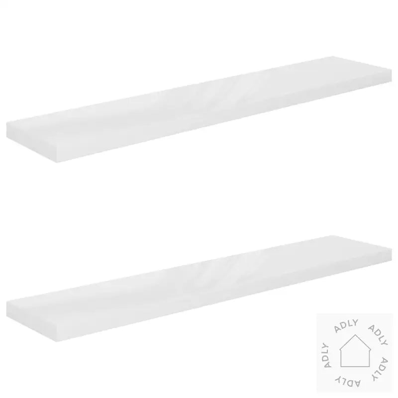 Flytende Vegghyller 2 Stk Høyglans Hvit 120X23,5X3,8 Cm Mdf