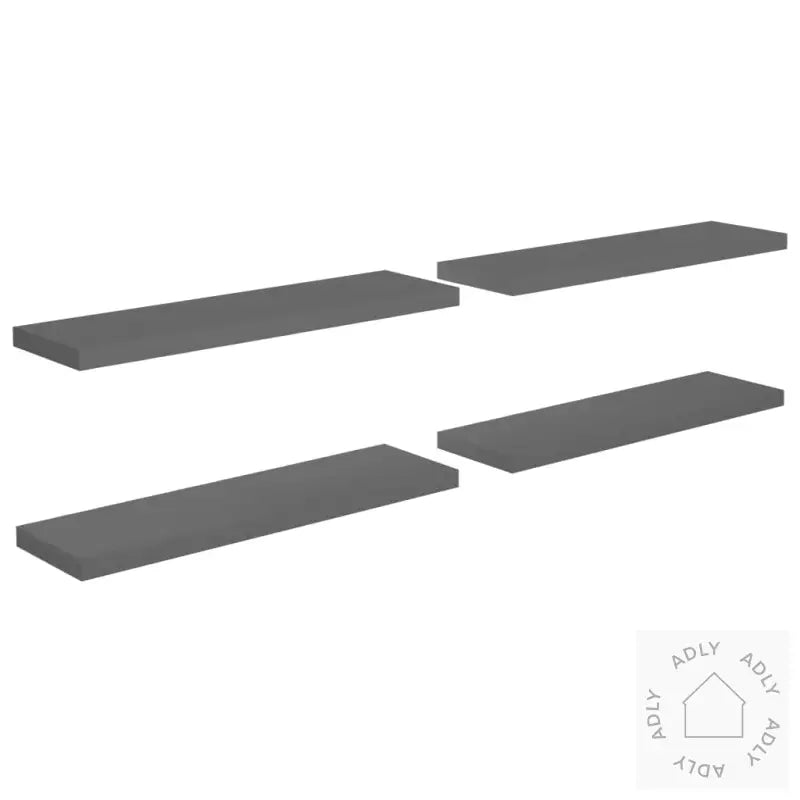 Flytende Vegghyller 4 Stk Høyglans Grå 90X23,5X3,8 Cm Mdf