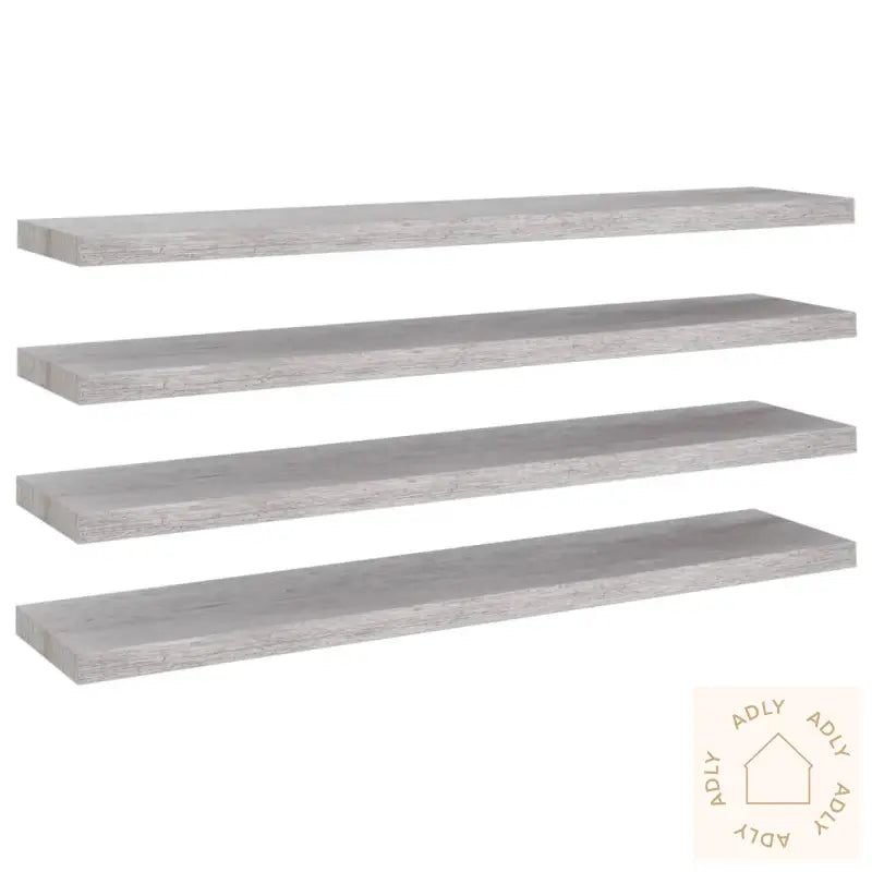 Flytende Vegghyller 4 Stk Betonggrå 120X23,5X3,8 Cm Mdf