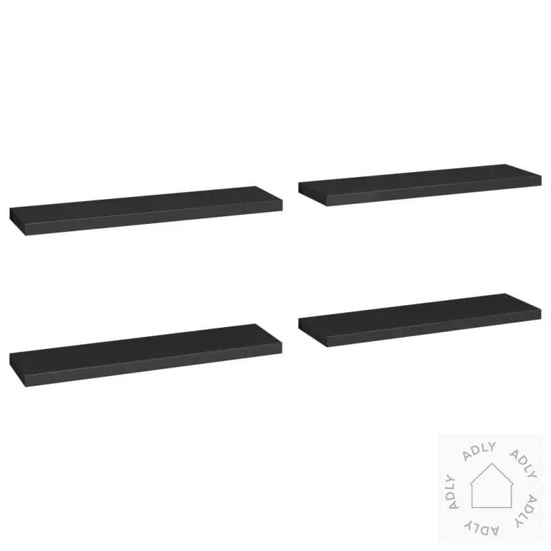 Flytende Vegghyller 4 Stk Svart 90X23,5X3,8 Cm Mdf