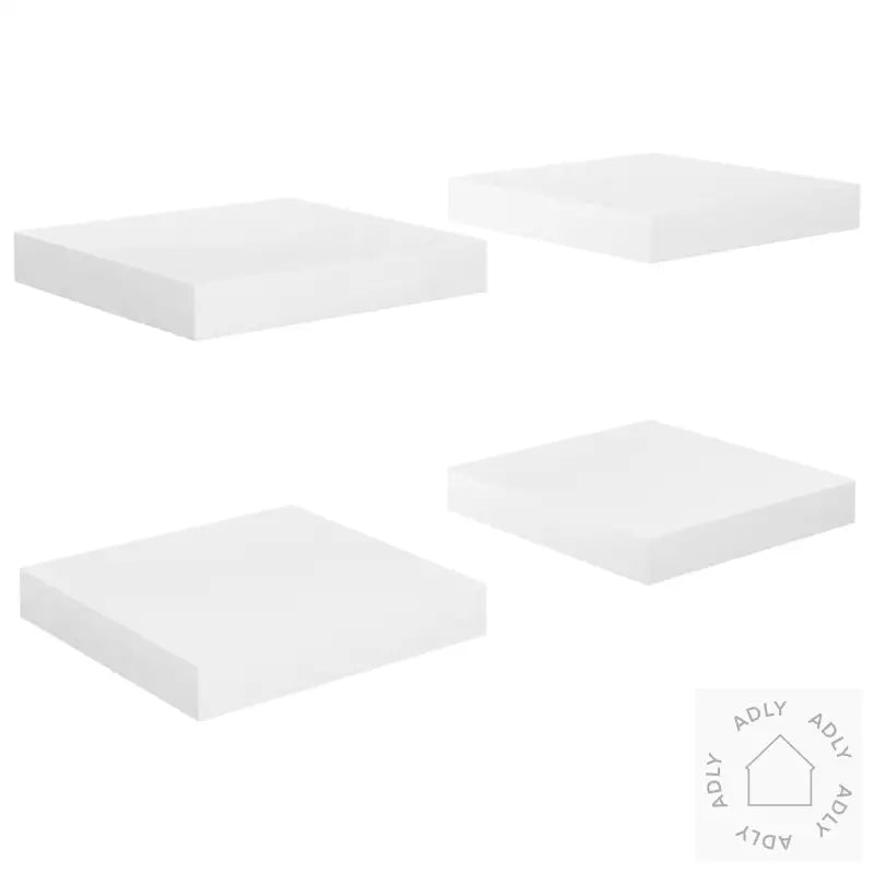 Flytende Vegghyller 4 Stk Høyglans Hvit 23X23,5X3,8 Cm Mdf