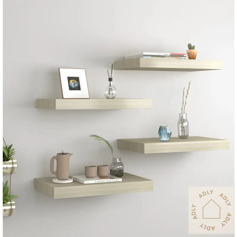 Flytende Vegghyller 4 Stk Eik 40X23X3,8 Cm Mdf