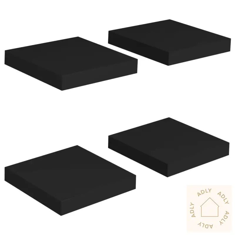Flytende Vegghyller 4 Stk Svart 23X23,5X3,8 Cm Mdf