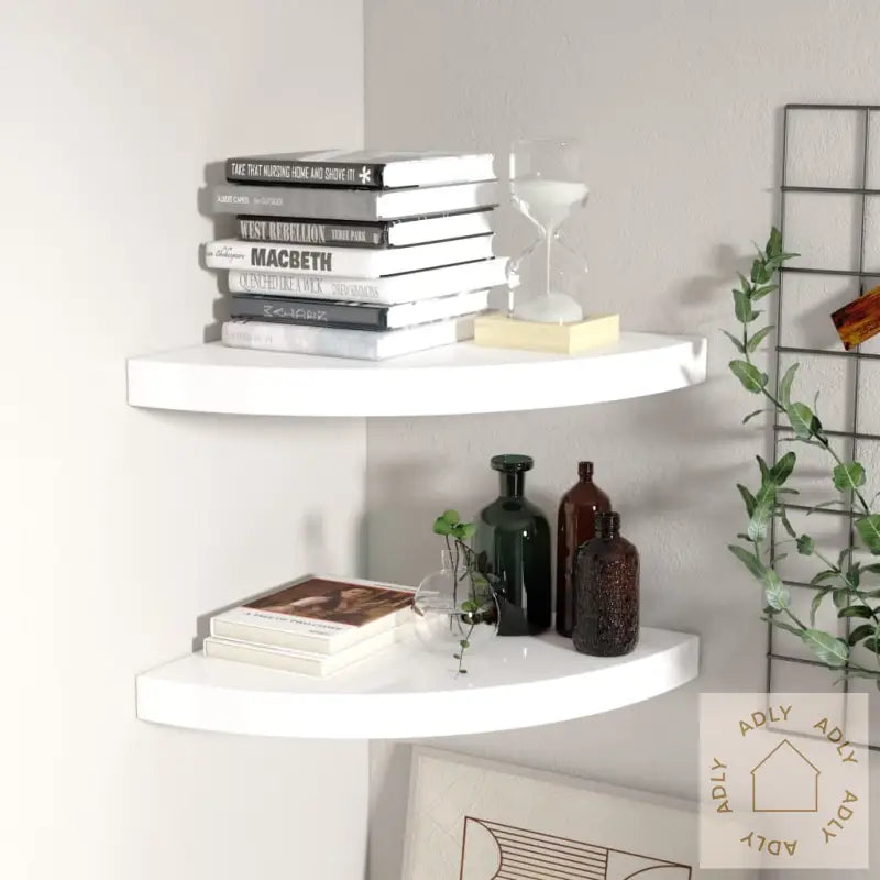 Flytende Vegghyller 2 Stk Høyglans Hvit 35X35X3,8 Cm Mdf