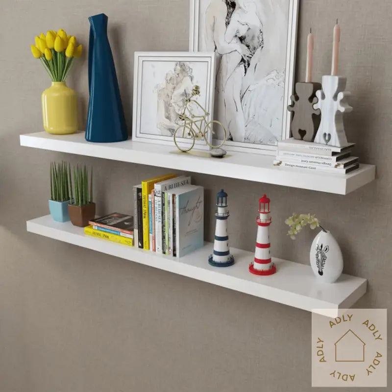 Flytende Vegghyller 2 Stk Mdf Bok/Dvd-Oppbevaring Hvit