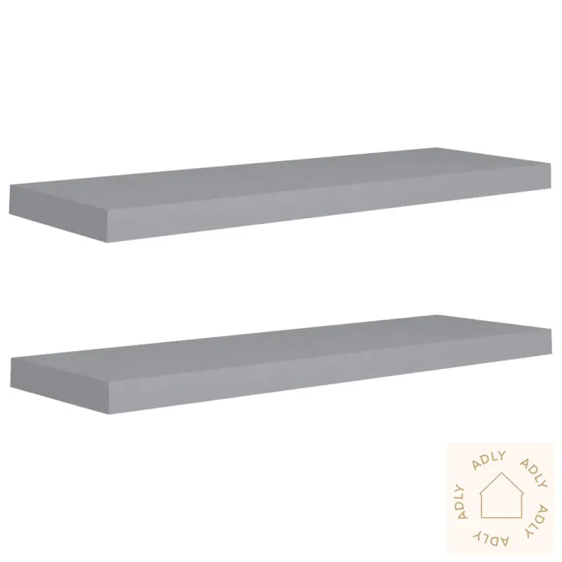Flytende Vegghyller 2 Stk Grå 80X23,5X3,8 Cm Mdf
