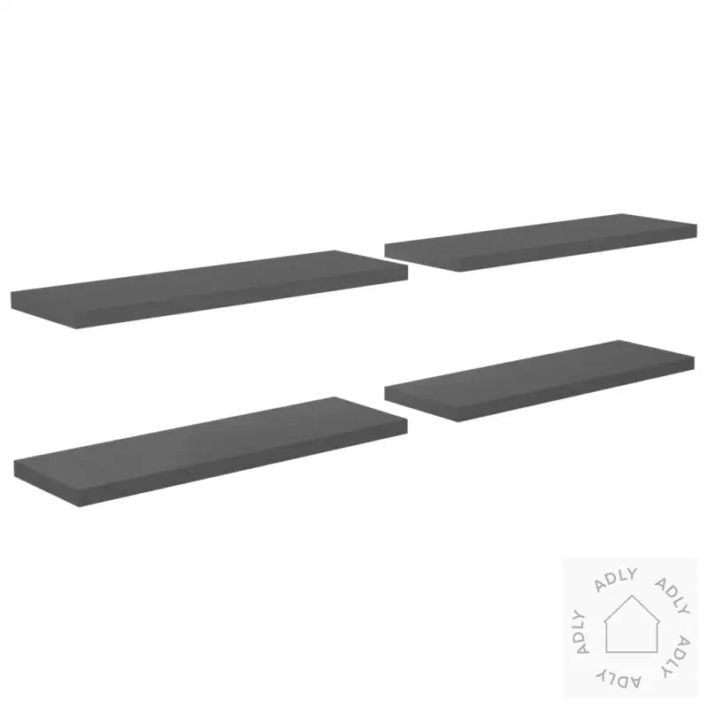 Flytende Vegghyller 4 Stk Høyglans Grå 120X23,5X3,8 Cm Mdf