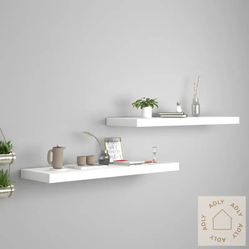 Flytende Vegghyller 2 Stk Hvit 80X23,5X3,8 Cm Mdf