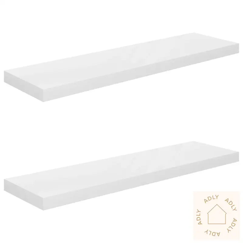 Flytende Vegghyller 2 Stk Høyglans Hvit 90X23,5X3,8 Cm Mdf
