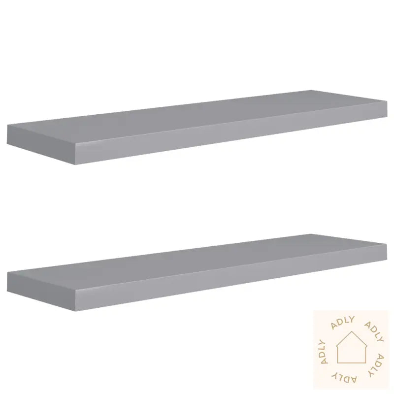Flytende Vegghyller 2 Stk Grå 90X23,5X3,8 Cm Mdf