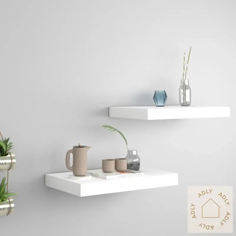 Flytende Vegghyller 2 Stk Hvit 40X23X3,8 Cm Mdf