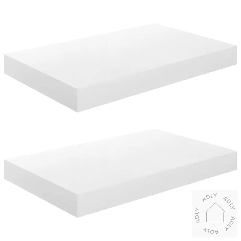 Flytende Vegghyller 2 Stk Høyglans Hvit 40X23X3,8 Cm Mdf