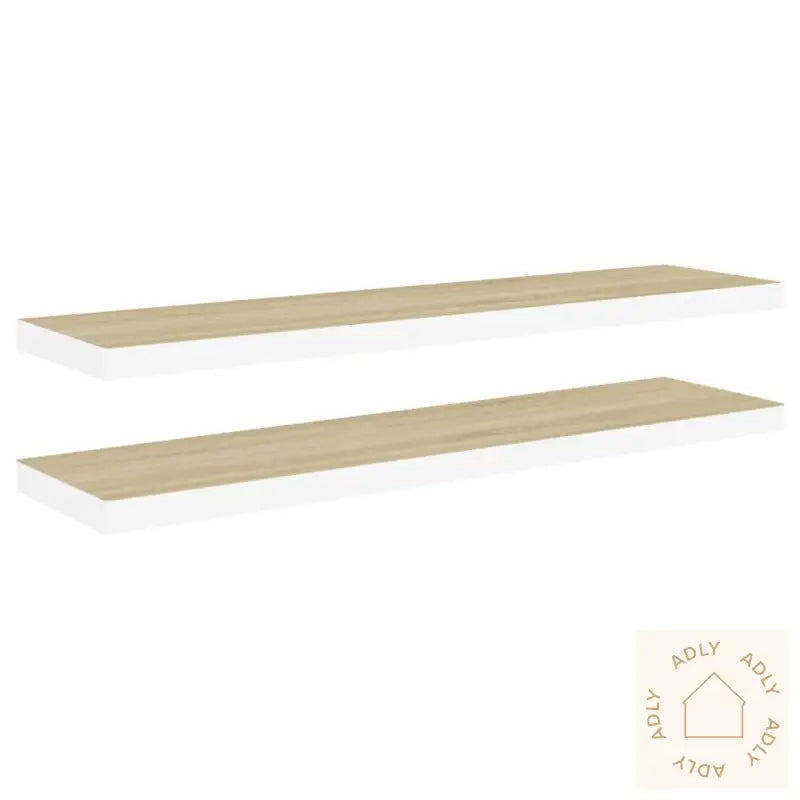 Flytende Vegghyller 2 Stk Eik Og Hvit 90X23,5X3,8 Cm Mdf