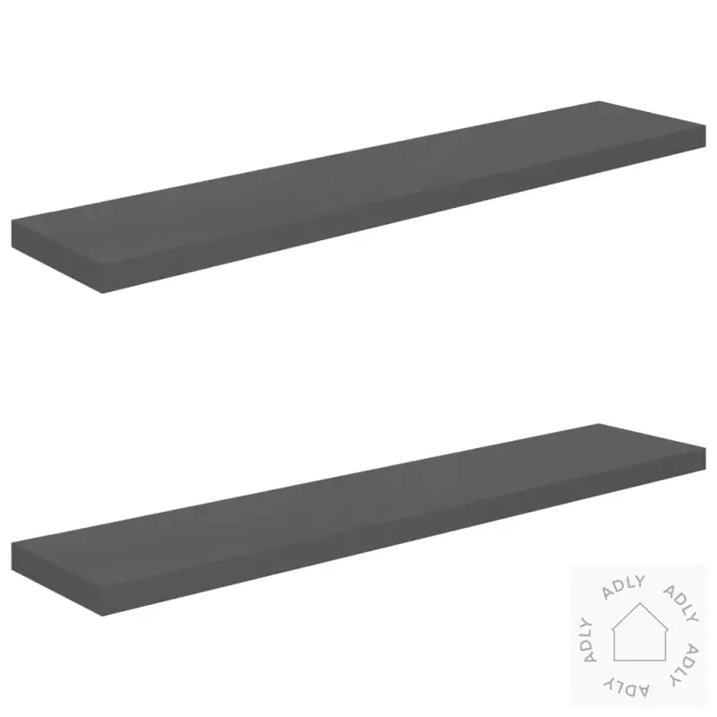 Flytende Vegghyller 2 Stk Høyglans Grå 120X23,5X3,8 Cm Mdf