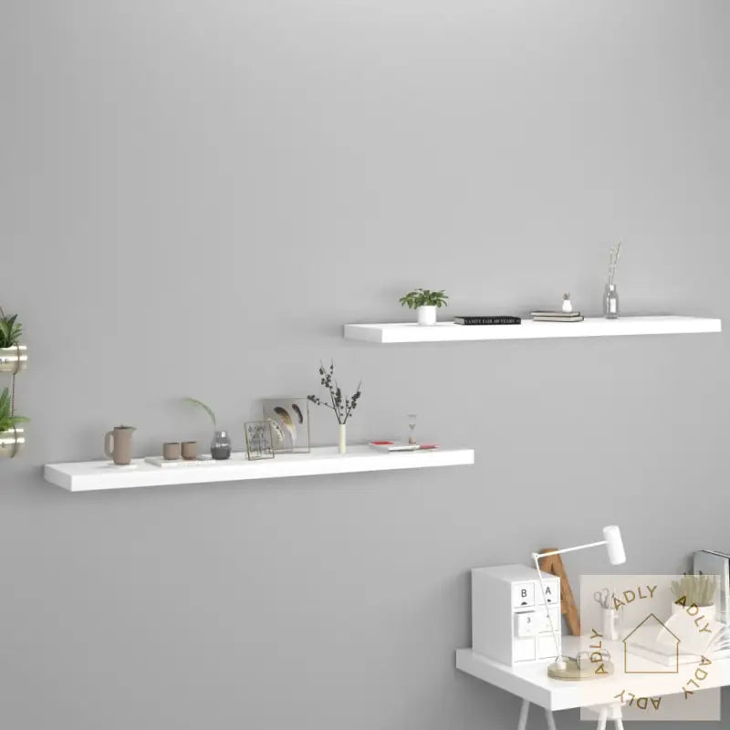 Flytende Vegghyller 2 Stk Hvit 120X23,5X3,8 Cm Mdf