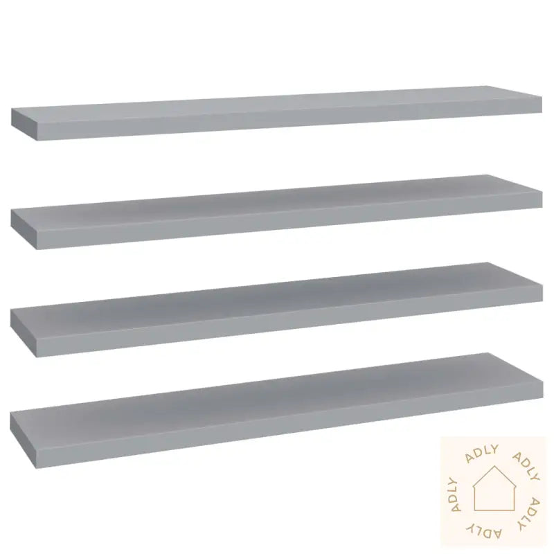 Flytende Vegghyller 4 Stk Grå 120X23,5X3,8 Cm Mdf